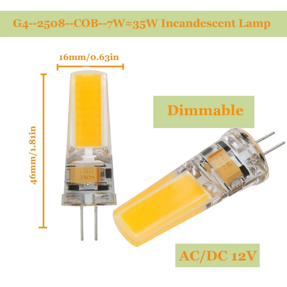 С регулируемой яркостью G4 G9 светодиодный Лампа AC/DC 12V E14 220V 7W COB SMD СВЕТОДИОДНЫЙ