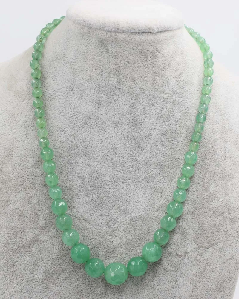 

green jade faceted round 6-14mm necklace wholesale beads 18inch