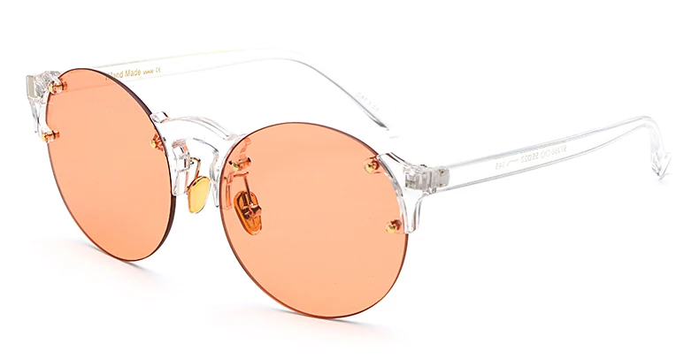 clear orange Peekaboo, без оправы, прозрачные солнцезащитные очки для женщин, яркие цвета, оранжевый, желтый, красный, модные солнцезащитные очки, круглые, мужские, uv400 - Цвет линз: clear orange