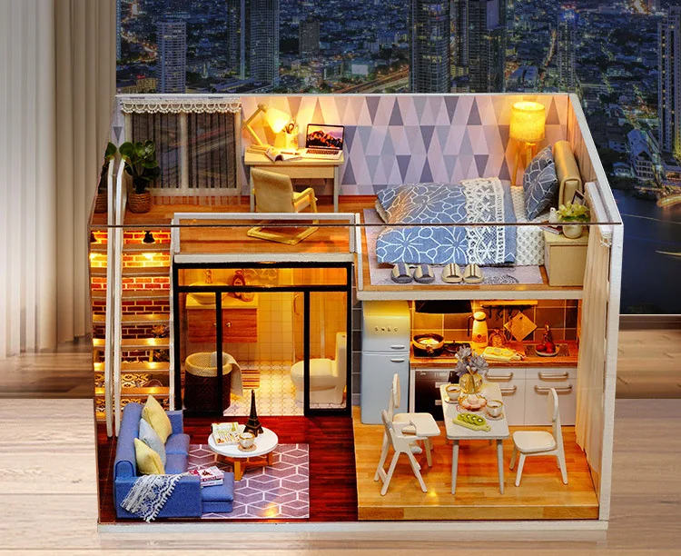 Оригинальный 3d сделай сам голубой Лофт дуплексный строительный диван кухонный