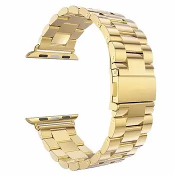 gold Роскошный ремешок из нержавеющей стали для Apple watch 4, 5, ремешок 42 мм/38 мм iWatch, ремешок 44 мм/40 мм, металлический браслет для часов 3, 2, 1, аксессуары - Цвет ремешка: gold