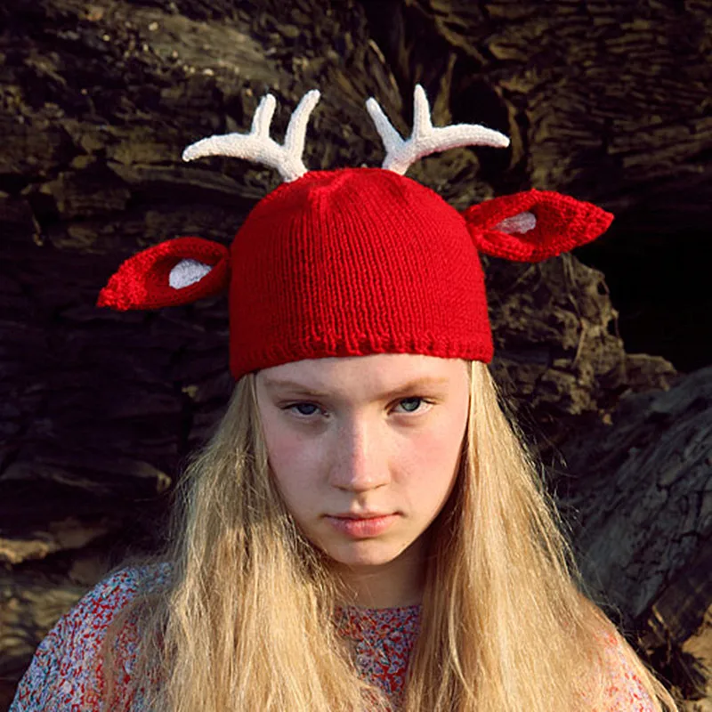 BomHCS теплая зимняя женская шапка ручной работы забавная с оленем подарок |
