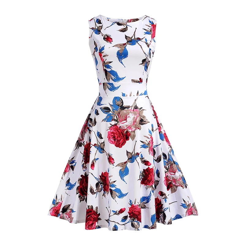 Kostlish Распечатать Летнее Платье Женщин 2017 Рукавов Большие Качели Пояса Туника