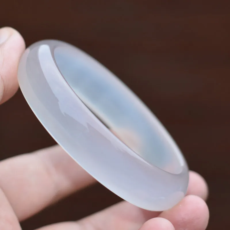 

Drop Shipping (wholesale) Natural White Chalcedony Bangle Round Widened Bangle Bracelet Gift for women Fashion Jades Jewelry