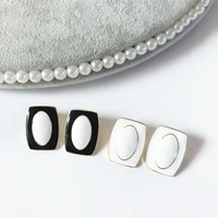 fashion geometric party clip earring sweet enamel white and black clip earring