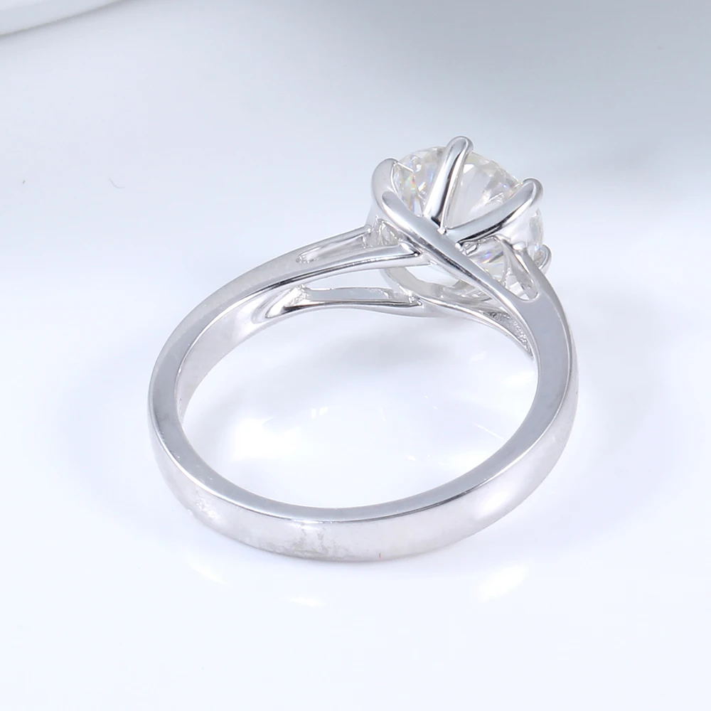 DovEggs, классическое, пасьянс, 14 K, 585, белое золото, 2CTW, 8 мм, Муассанит, бриллиант, обручальное, обручальное кольцо для женщин
