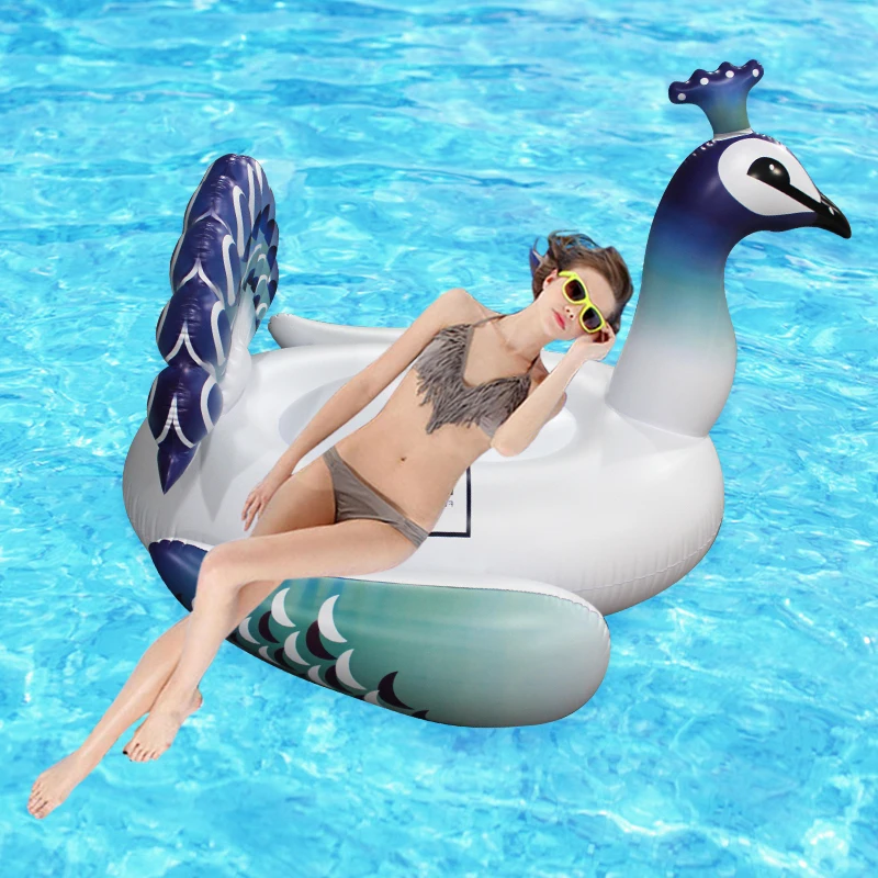 

190 cm Giant Inflatable peacock Pool air Floating row Ride-On Swimming Ring Water Holiday Party Toys Piscina funny swimming laps