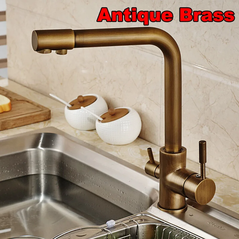 Кухонный смеситель с двойным носиком для очистки питьевой воды чистой