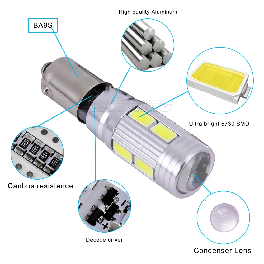 1 шт./лот Canbus ba9s 10led bulb 5630 5730 smd car Light T4W 10smd CAR LIGHT безотказная белая лампа|car light|canbus