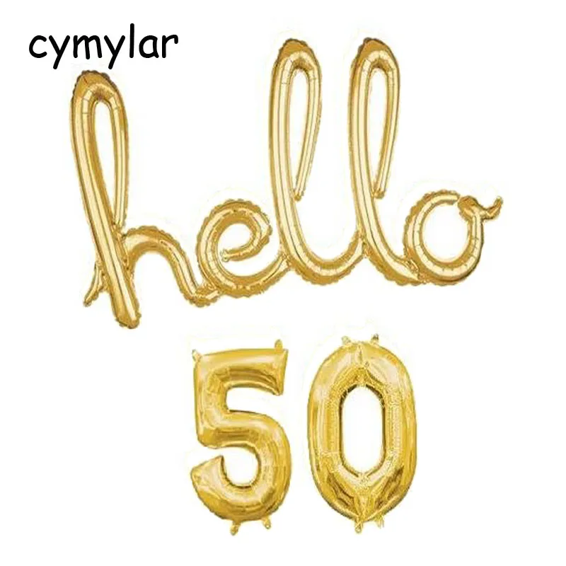 Воздушный шар с золотым принтом Hello 30, 40, 50, 60, 32 дюйма, шар с 30 номерами, декор для дня рождения - Цвет: set 3