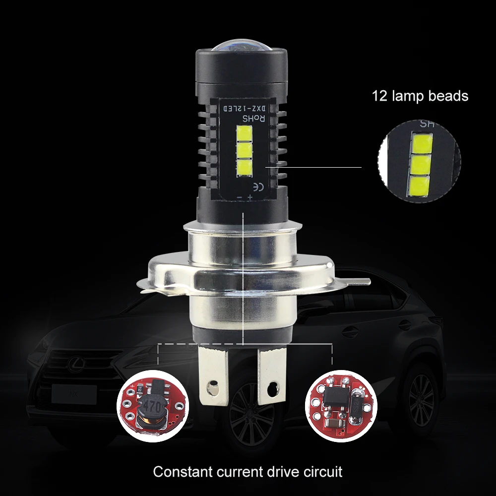 DXZ 1X Автомобильная противотуманная фара h4 led 12v светодиодные лампы H4 canbus 12 SMD