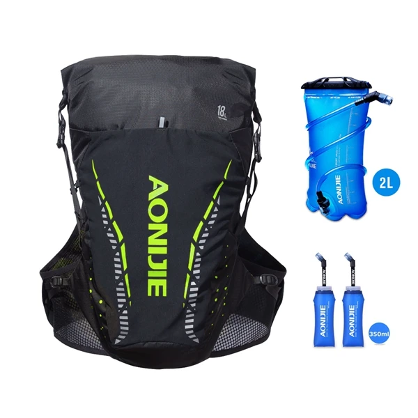 Green Full Set 2L Aonijie, жилет для бега, гидратационная сумка, нейлон, 18L, рюкзак, сумка для прогулок на велосипеде, Пешие прогулки, тропа, марафон - Цвет: Green Full Set 2L