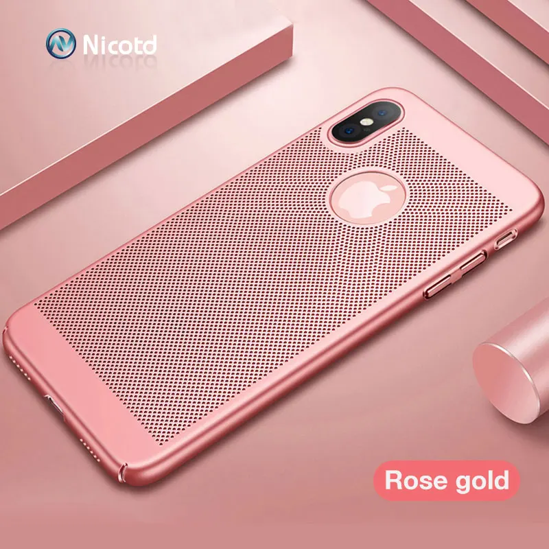 Rose Ультра тонкий чехол для телефона для iPhone 8 7 6 6S Plus полые чехлы с рассеиванием тепла Жесткий ПК для iPhone XS MAX XS XR X задняя крышка Coque - Цвет: Rose