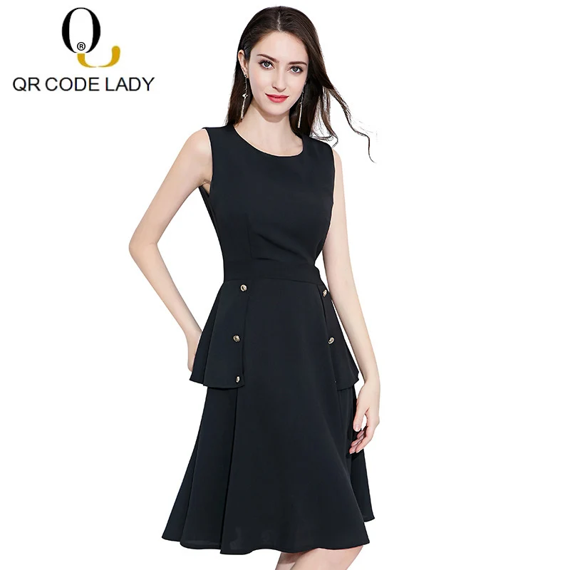 

QR Spring Summer Dress Women 2019 Casual Plus Size Office A Line Dress Female Elegant Sexy Sleeveless Long Party Dresses 4XL