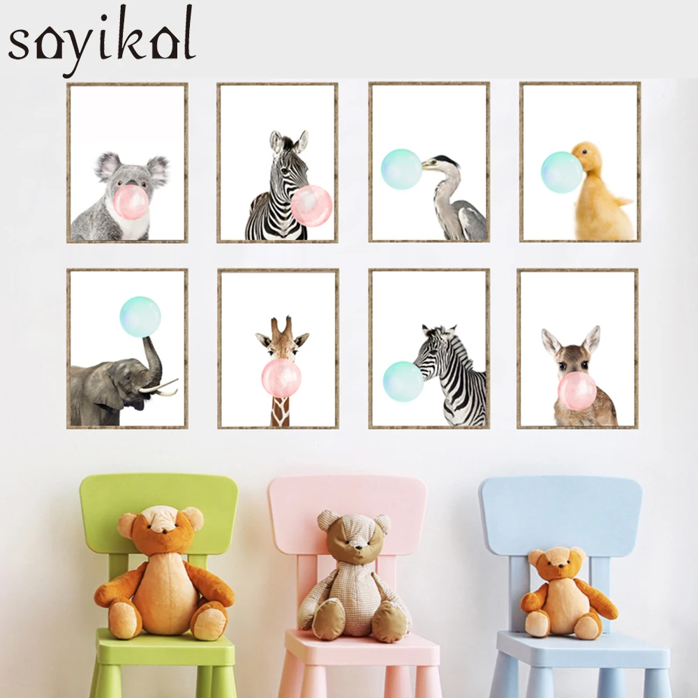 Картина для детской комнаты в скандинавском стиле Koala жираф Зебра искусство на