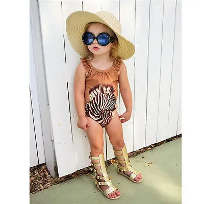 Kids Baby Girls zebra One-Piece Suits 2017 Monokini Bikini Swimwear Swimsuit Bathing Suit Beachwear Romper | Спорт и развлечения