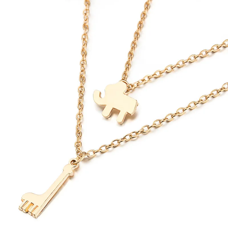 Big Elephant Giraffe Necklace Babe Neckalce Sis. Lil Sis Mother Daughter Matching Gold Chain Jewelry Gift | Украшения и
