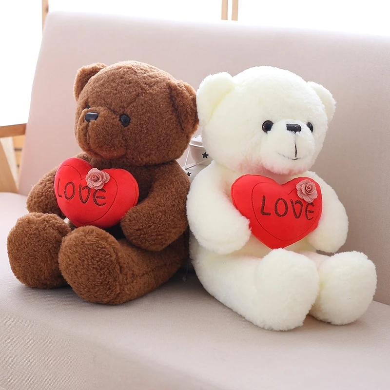

40/50/60 Soft Teddy Bear Plush Toy Stuffed Animal Bear With Love Heart Placating Toy For Wedding Or Valentine's Day Gift