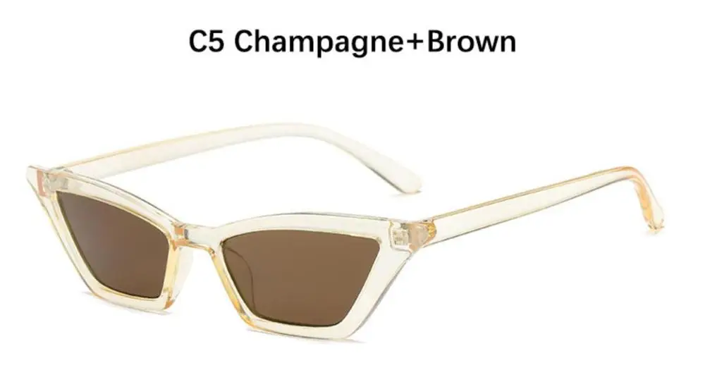 C5 Champagne brown Маленькие солнцезащитные очки в стиле ретро, унисекс, прямоугольные, новинка, очки, прозрачные, розовые оттенки, для женщин, 90 s, крошечные дизайнерские солнцезащитные очки, сексуальные - Цвет линз: C5 Champagne brown