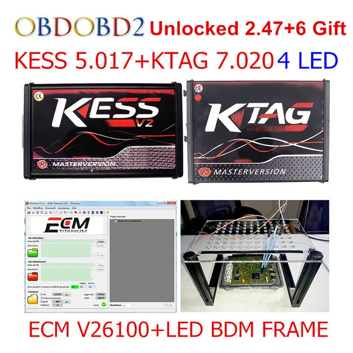 Белый Онлайн V2.47 EU KESS V5.017 KESS V2 5,017 без жетона 4 светодиодные KTAG V7.020 BDM Рамка OBD2 менеджер настройки K-TAG 7,020 2,23 ECU программа - Цвет: Белый