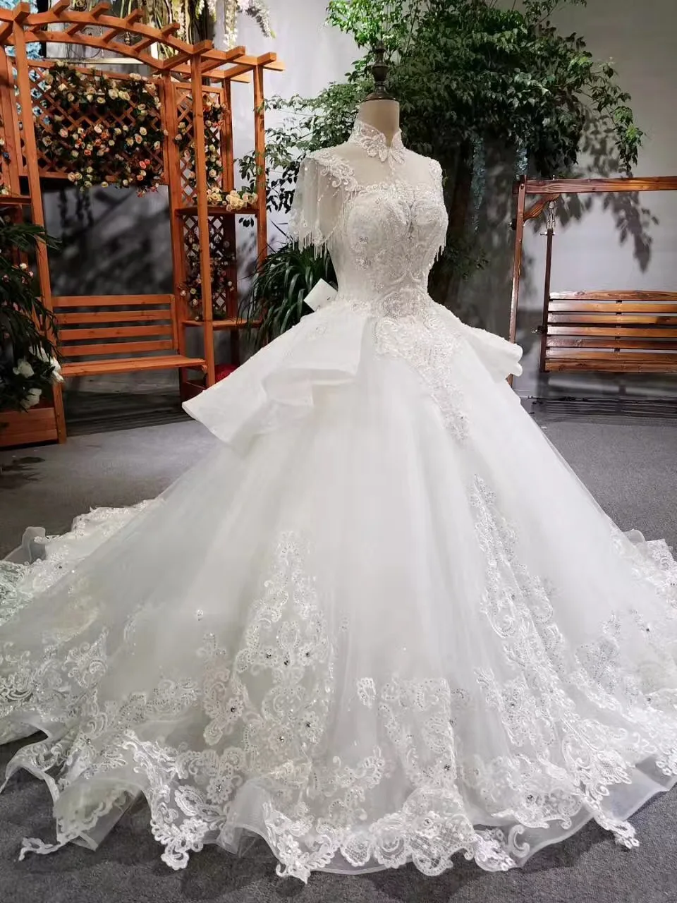 Новое поступление роскошное Vestido Para Casamento бальное платье с высоким вырезом и