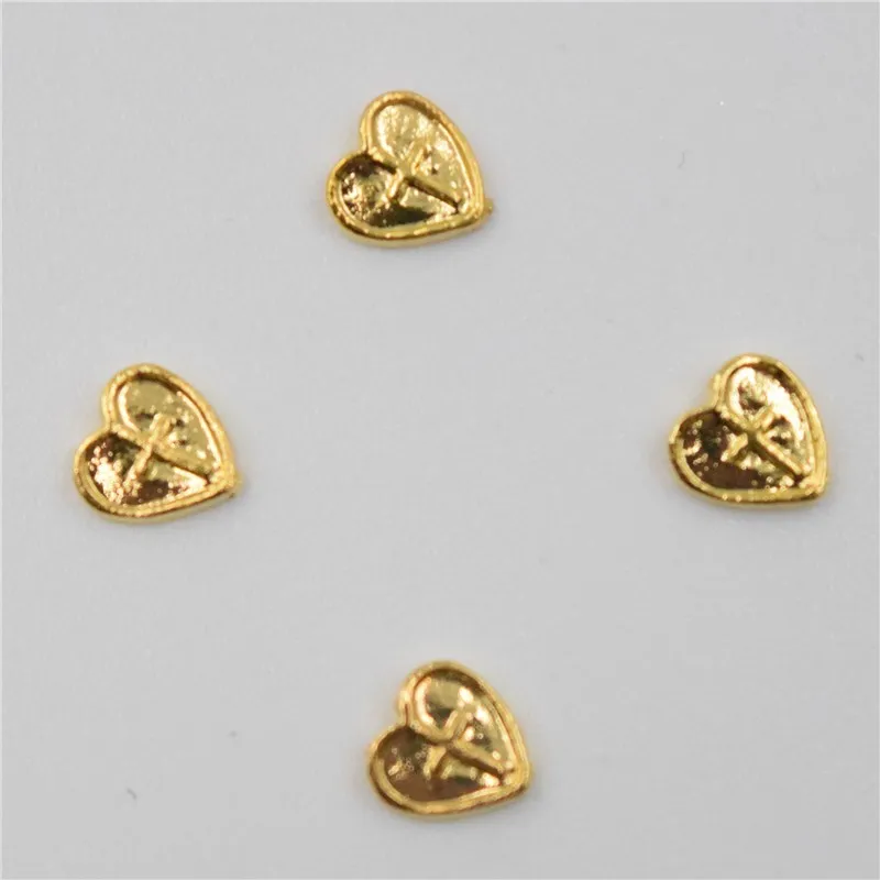 Beleshini 50 шт новое Золотое сердце 3D металлический сплав украшения для