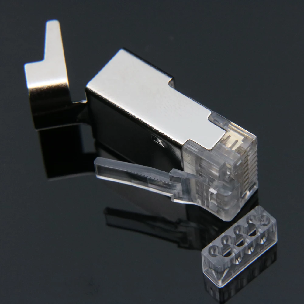 xintylink rj45 ethernet cable connector RJ 45 plug cat8 cat7 cat6a network 8P8C sftp jack lan Terminals gild 50u&quot shielded 1.5mm |