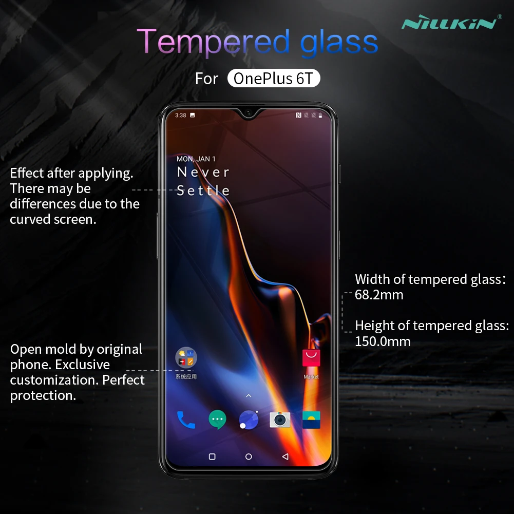 Transparent Защитное стекло для экрана OnePlus 6T Nillkin Amazing H 0,33 мм из закаленного стекла для OnePlus 6T One Plus 6T 1+ 6T - Цвет: Transparent