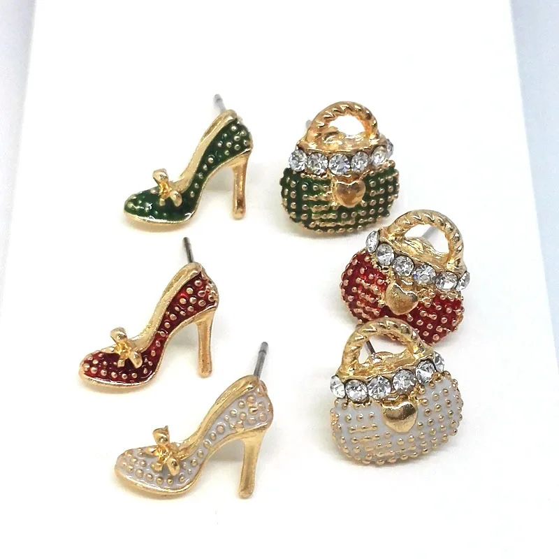 Асимметричные модные сумки на высоком каблуке серьги-гвоздики женские