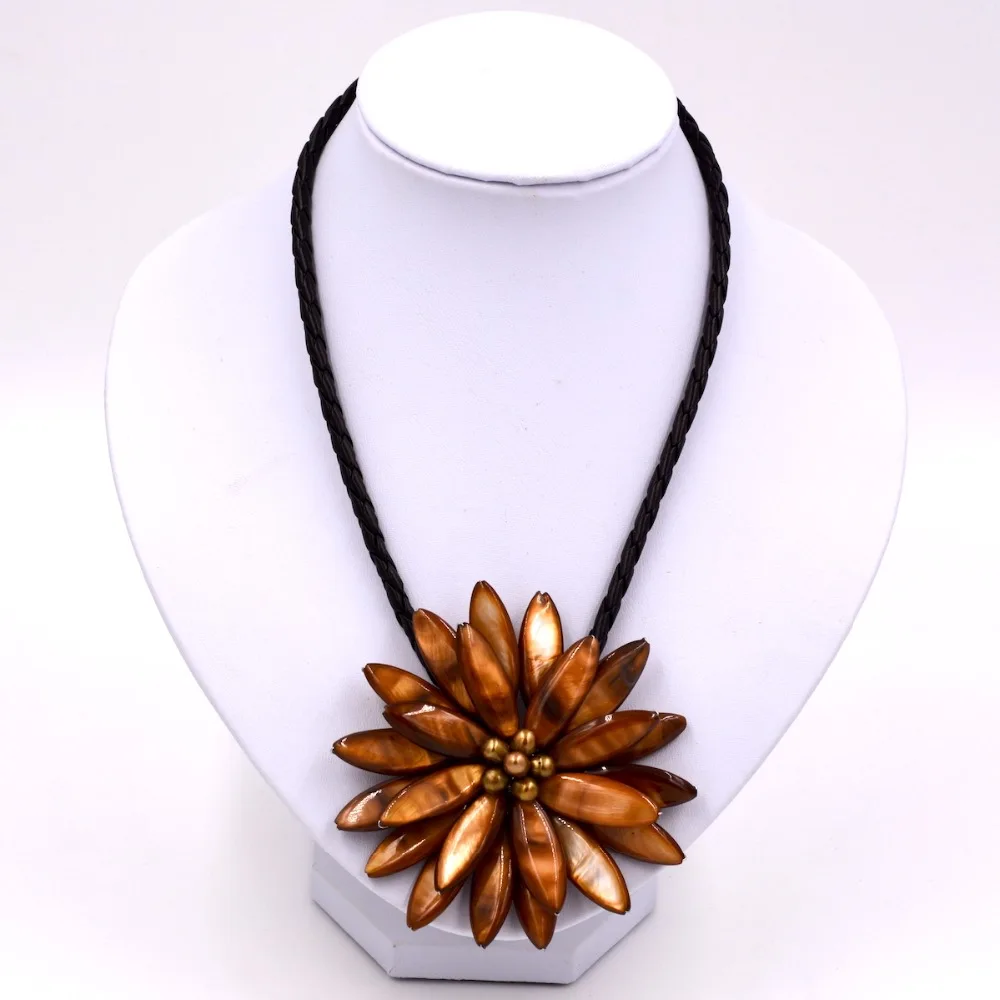 Мода AAA ручная работа пресноводный жемчуг коричневого моря оболочка цветок