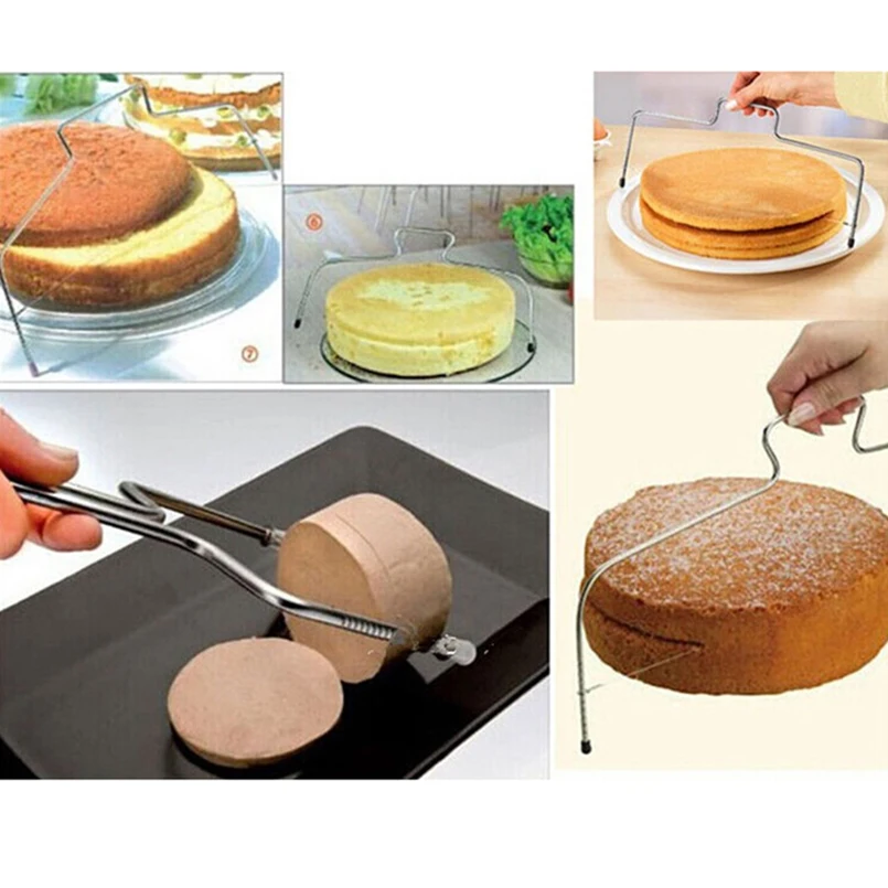 Регулируемый 2 проводной Слои нож для разрезания торта Нержавеющая сталь торт