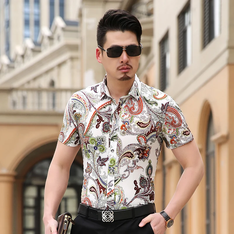2017 новая летняя Стильная мужская рубашка модная для отдыха большой размер