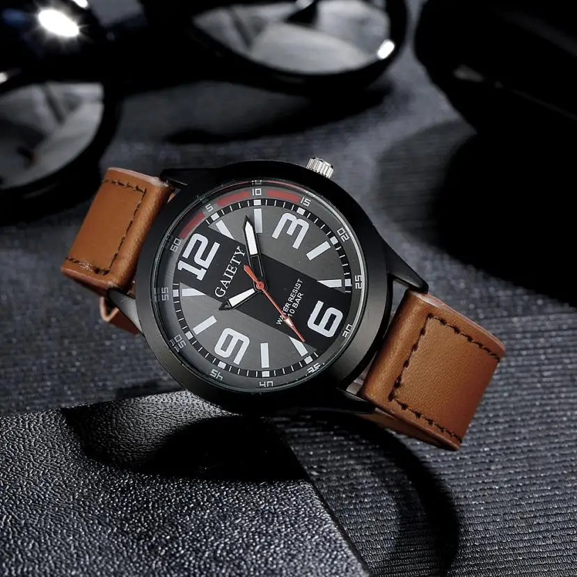 Модные Для мужчин часы Ретро Дизайн Роскошные из нержавеющей стали Кожа