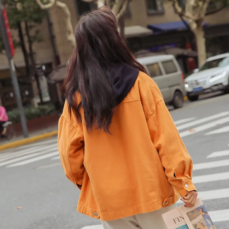 Женская джинсовая куртка в шотландскую клетку однобортная Корейском стиле