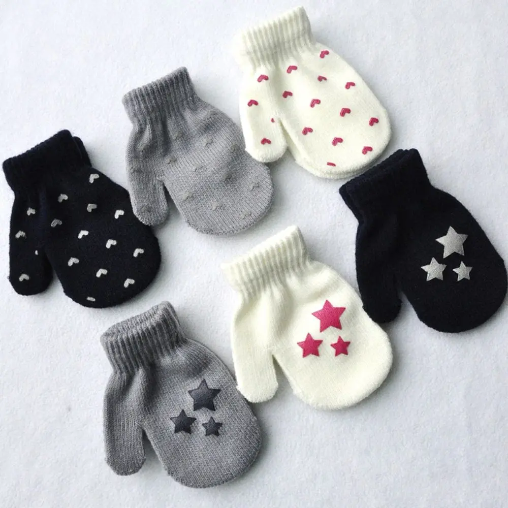 

Winter Cute Kids Dot Star Heart Pattern Gloves Mittens Boys Girls Soft Knitting Warm Gloves Fashion Children Solid Mittens