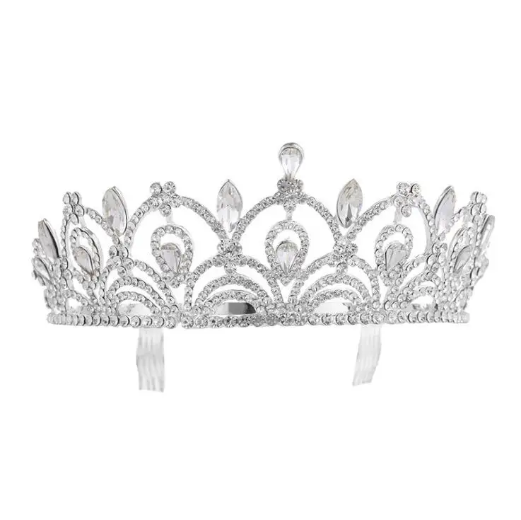 Silver Золотая тиара KMVEXO, золотая тиара с зелеными/красными кристаллами - Окраска металла: Silver