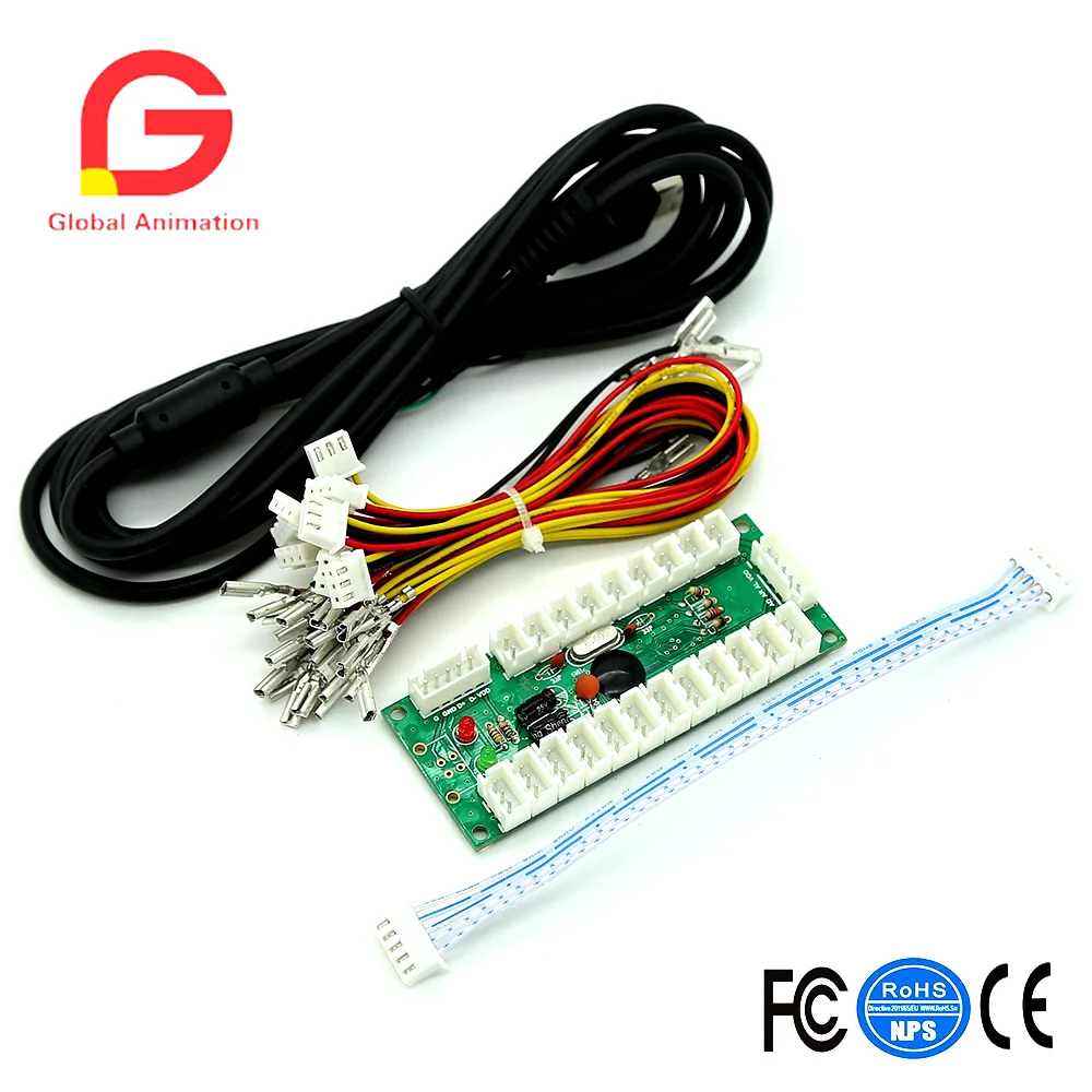 

LED Arcade DIY Parts 2x Zero Delay USB Encoder + 2x 8 Way Joystick + 20x push buttons