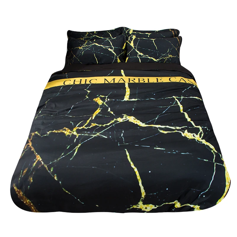 

Black and Gold Marble Pattern Bedding Set Twin Queen King Size Duvet Cover Bed Sheet with Pillowcase Home Textiles