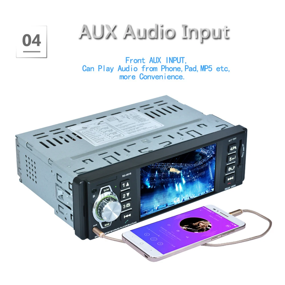 MP5 плеер автомобильный 1DIN 4 1 дюйма HD Bluetooth FM радио AUX USB TF|MP4 и плееры для авто| |