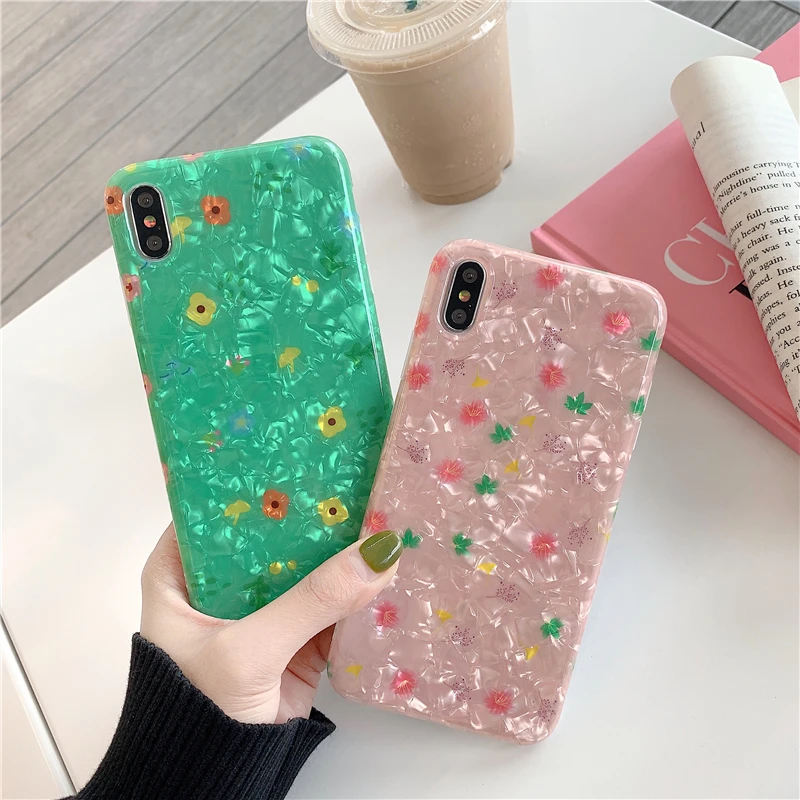 WTSZKL милый чехол для телефона с цветочным узором в виде ракушек iPhone X Xs Max Xr 8 7 6 6s Plus