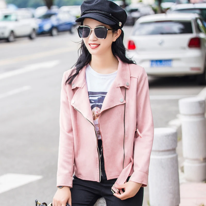 Осенняя Короткая кожаная куртка женская модная молния пояса мото & Байкерская