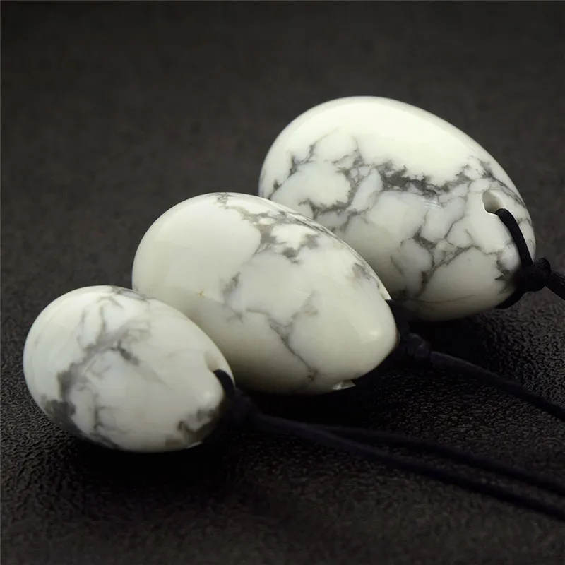 Natural White Howlite Yoni Egg Set Drilled Kegel Exercise Pelvic Floor Muscles Vaginal Tighten BallMassage Relaxation |