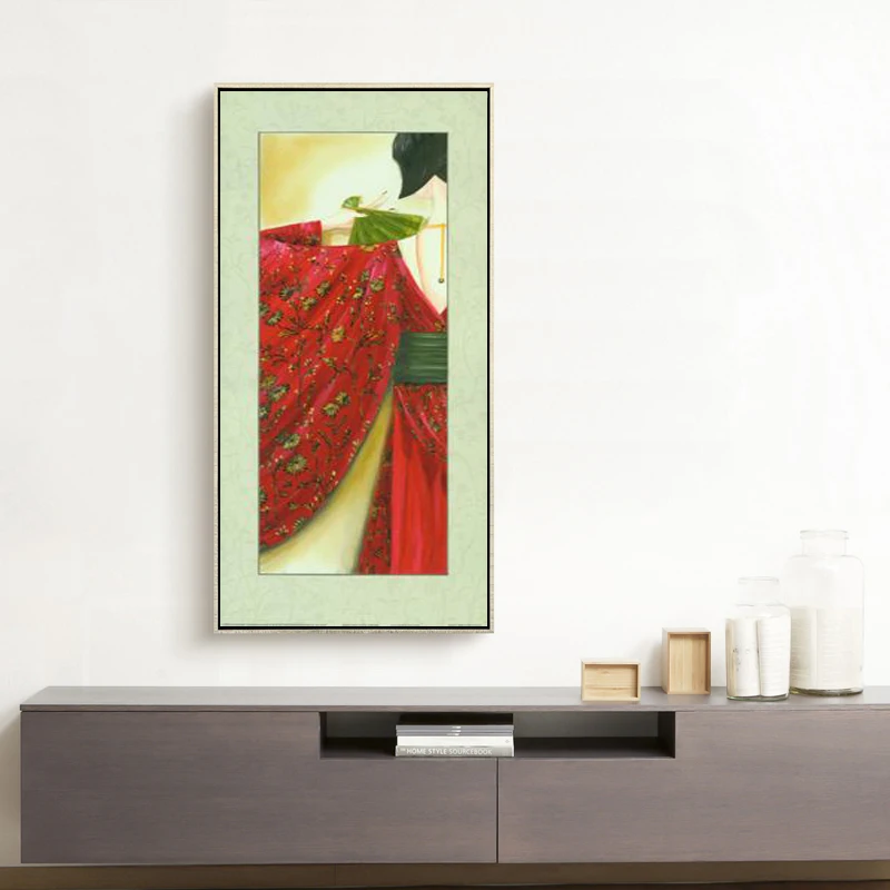 free shipping japan style kimono japanese beauty oil painting canvas prints printed on hotel wall decoration pictures | Дом и сад