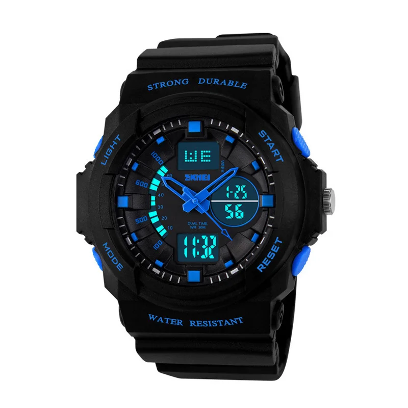 SKMEI Мужские Цифровые спортивные часы модные Секундомер Будильник двойной