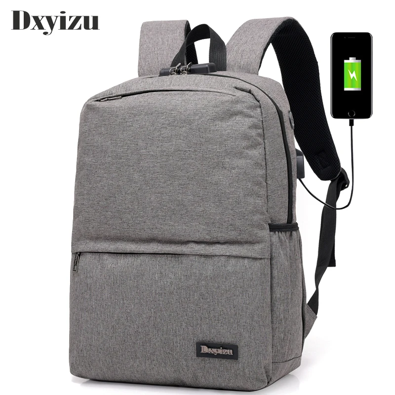 

Canvas Backpacks Men Large Capacity USB Charger Notebook Bags Coded Lock Anti Theft Business Neutral Backpack Travel School Bag