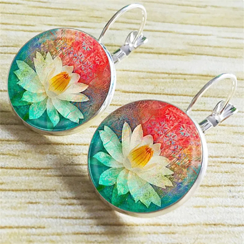 Henna Йога серьги ювелирные изделия мандала цветок ручной работы символ ом Zen