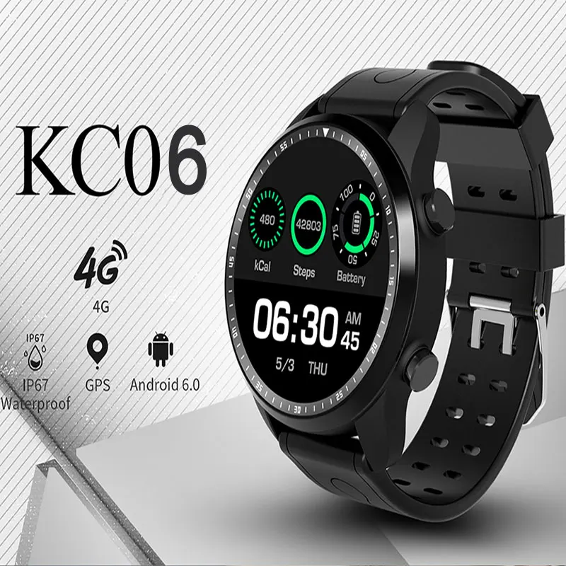 Смарт часы KC06 с bluetooth 4G поддержка GPS SIM шагомер пульсометром водонепроницаемые