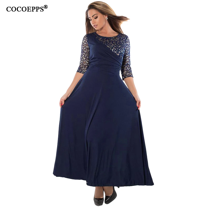 5XL 6XL 2019 женское длинное платье большого размера Макси весенне летнее кружевное
