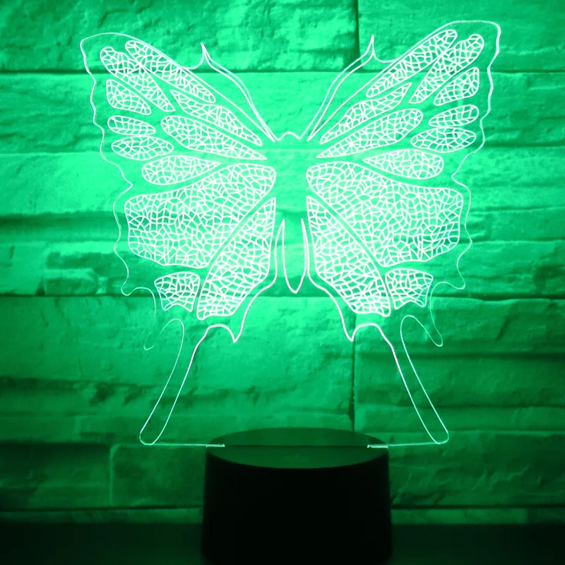 3D LED Night Light Butterfly with 7 Colors for Home Decoration Lamp Amazing Visualization Optical Illusion Awesome | Лампы и освещение