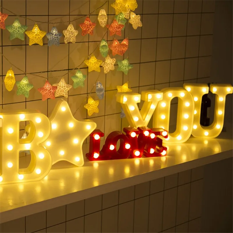 22 см 3D 26 букв светодиодные лампы свадьба день рождения свет любви DIY вечерние